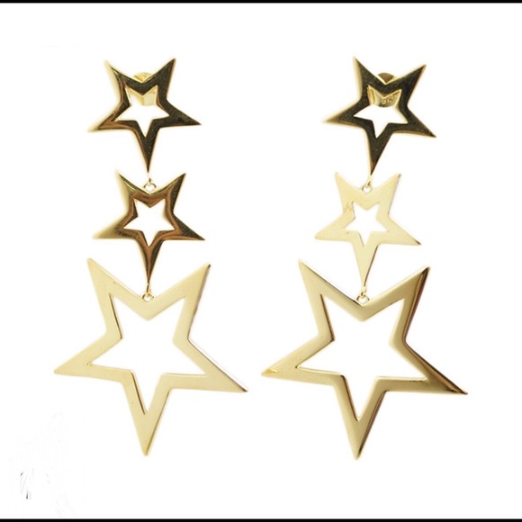 14k Gold over Sterling Silver Star Earrings - Picture 1 of 7